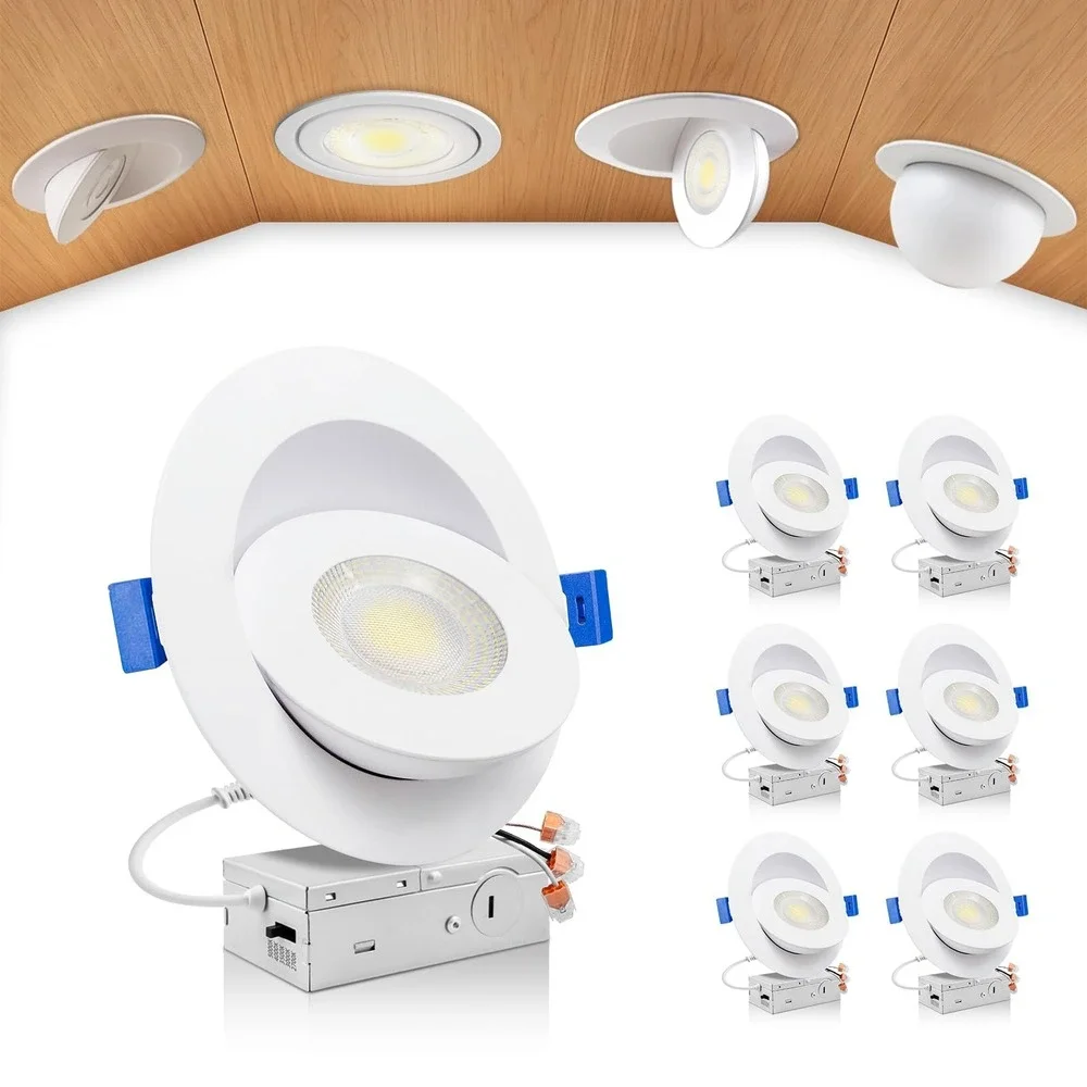 zouzai 6 Inch 360° Rotation LED Recessed Downlights 15W 1700LM Dimmable 6 Pack