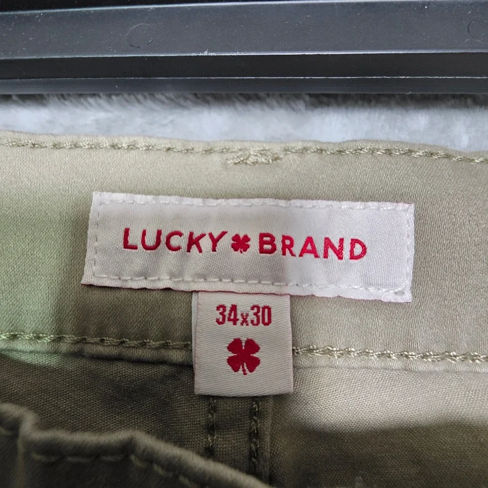 Lucky Brand 410 Athletic Straight Khaki Pants Mens 34x30 Tan Stretch Cotton