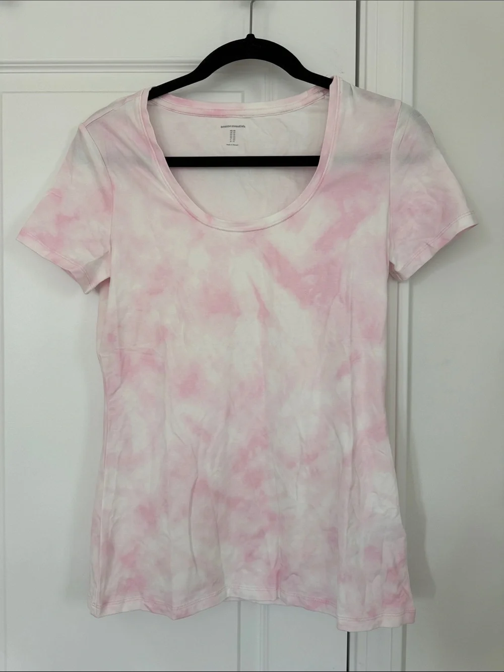 Amazon Pink & White Tie-Dye Scoop Neck Short Sleeve Tee Shirt