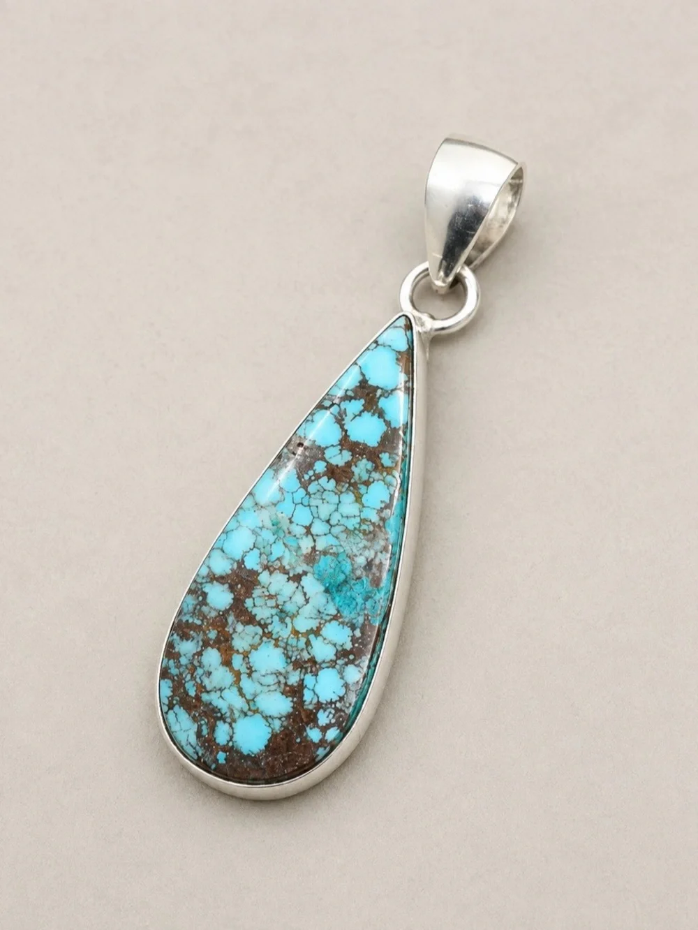 Huge XL Cloud Mountain 925 Silver Turquoise Teardrop Pendant-Southwest
