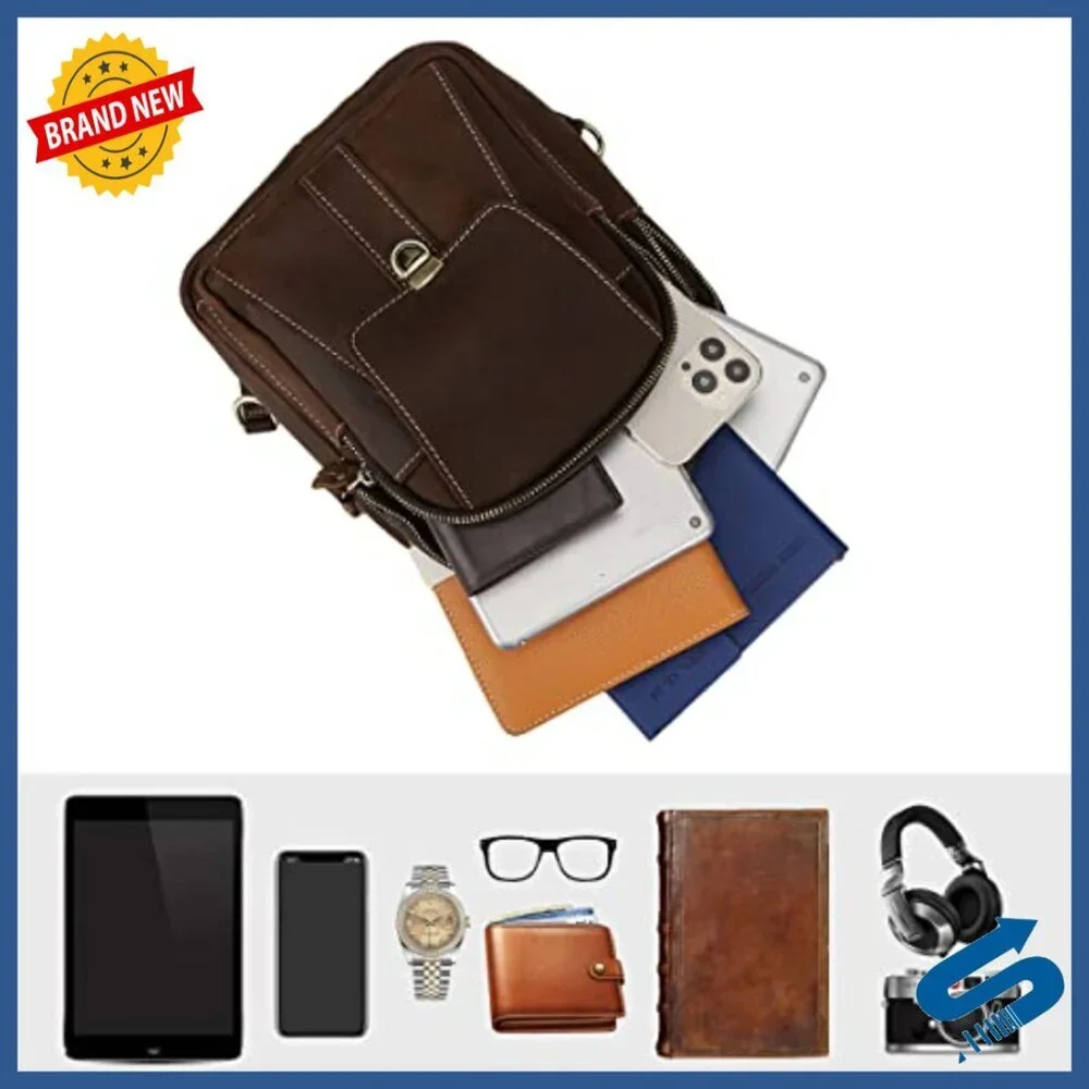 Vintage Genuine Leather Crossbody Sling Bag Fits 10.5