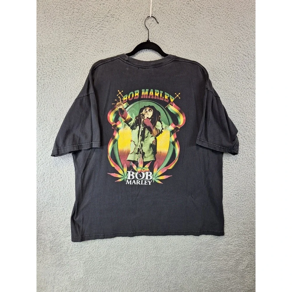 Bob Marley US T's Smoking Rasta Weed Smoke T Shirt Mens Large Black Short Sleeve