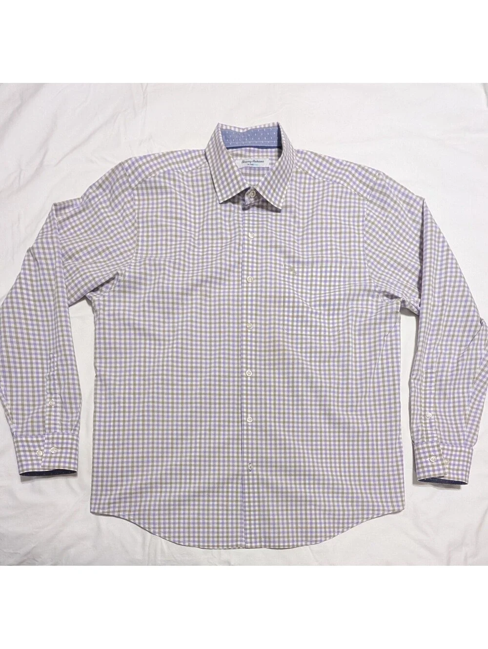 Tommy Bahama IslandZone Mens Large L Plaid Check Long Sleeve Shirt