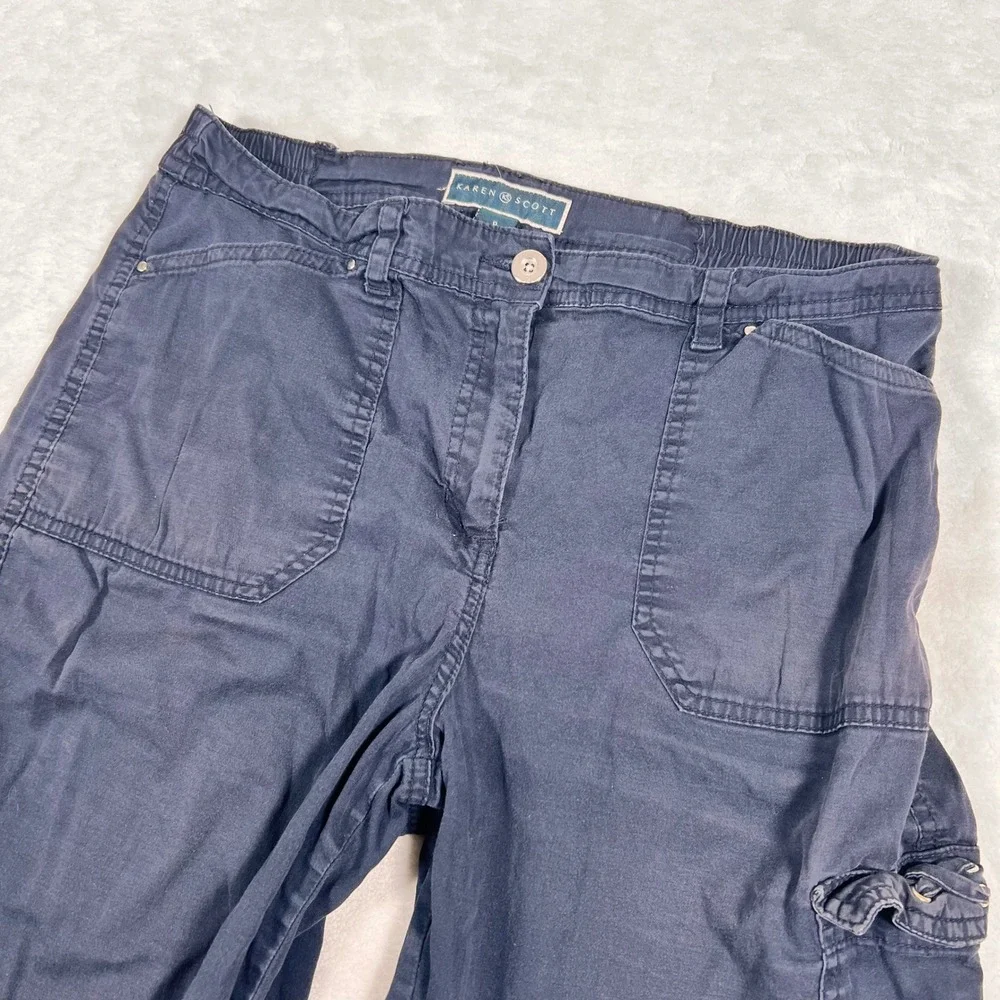 Karen Scott Cargo Shorts Elastic‎ Waist Casual Comfort Pockets Size 8
