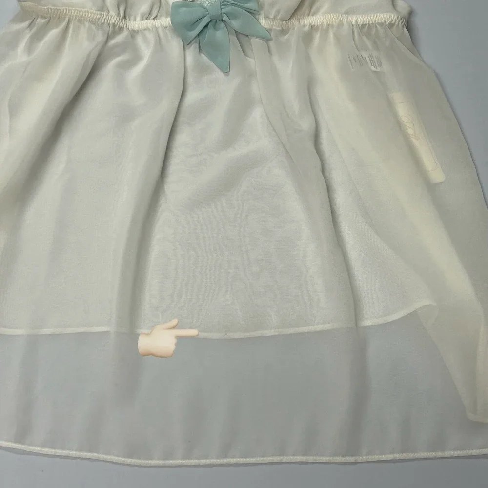 Flora Sheer Chemise Nightie L 2 Pc Set Lace Boudoir Coquette Lingerie White‎
