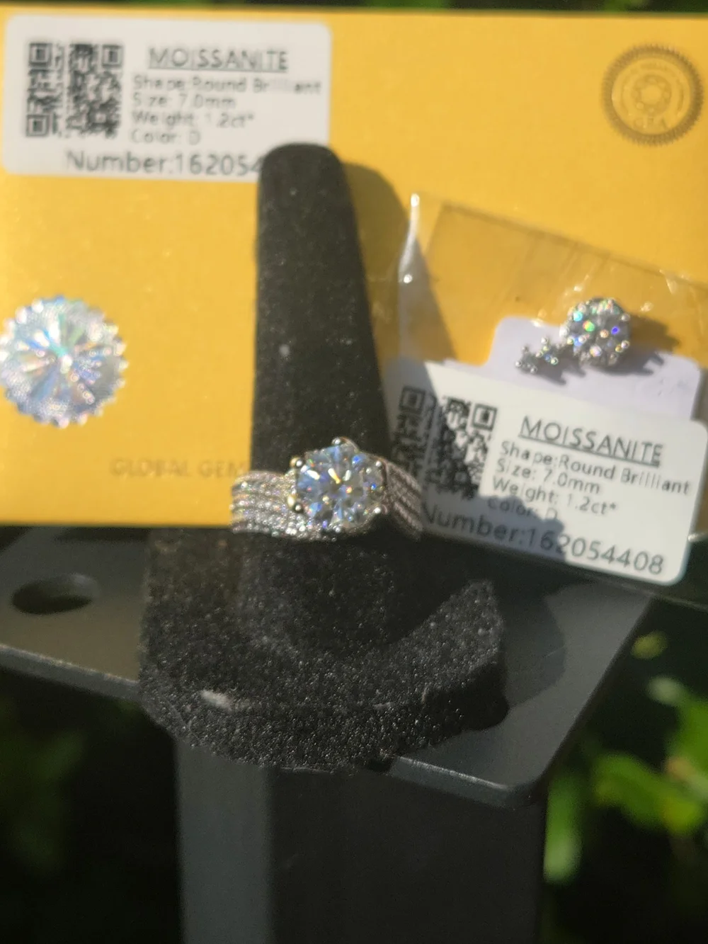 Brilliant 3ct.Moissanite S925 Silver Ring Size 8 With 1.2 Ct. Moissanite Pendant