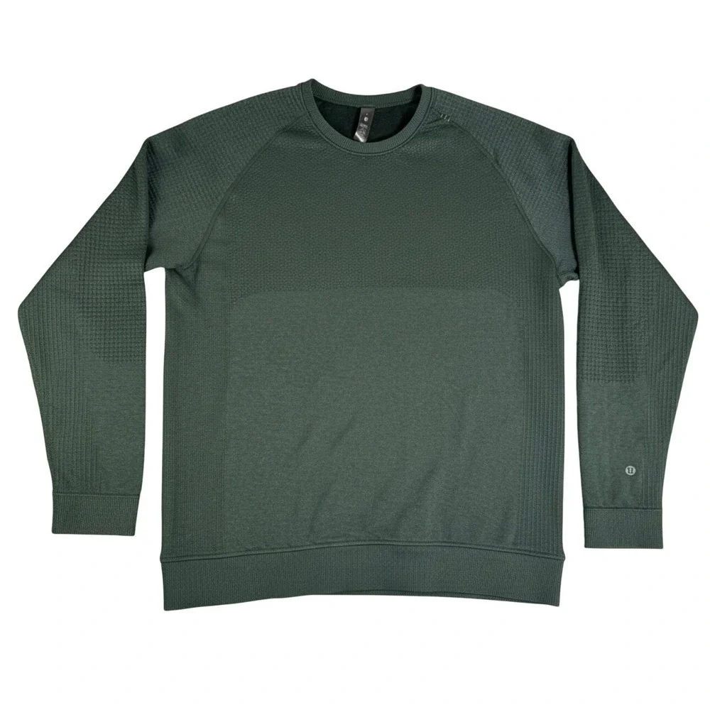 Lululemon Engineered Warmth Crewneck Merino Wool Sweater Green Mens XL