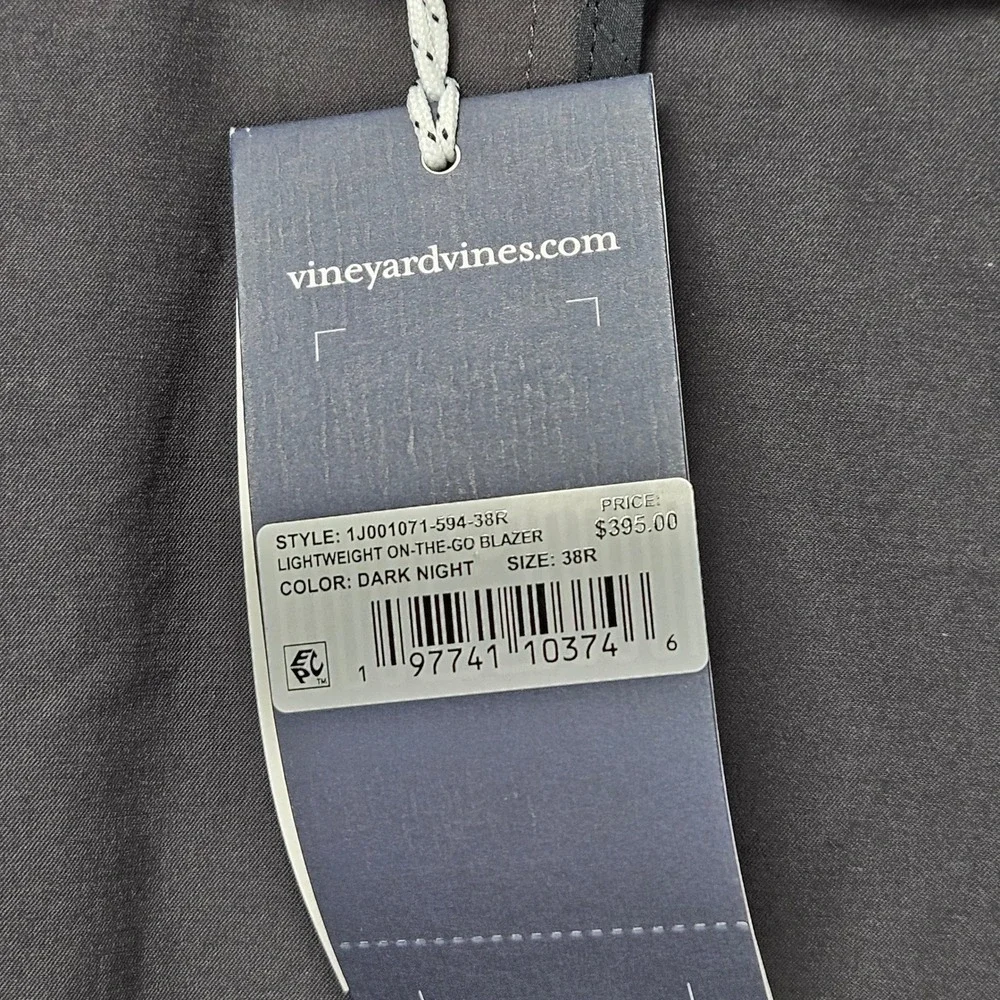 Vineyard Vines Lightweight On-The-Go Blazer Men's 38R Dark Night Grey Solid NWT