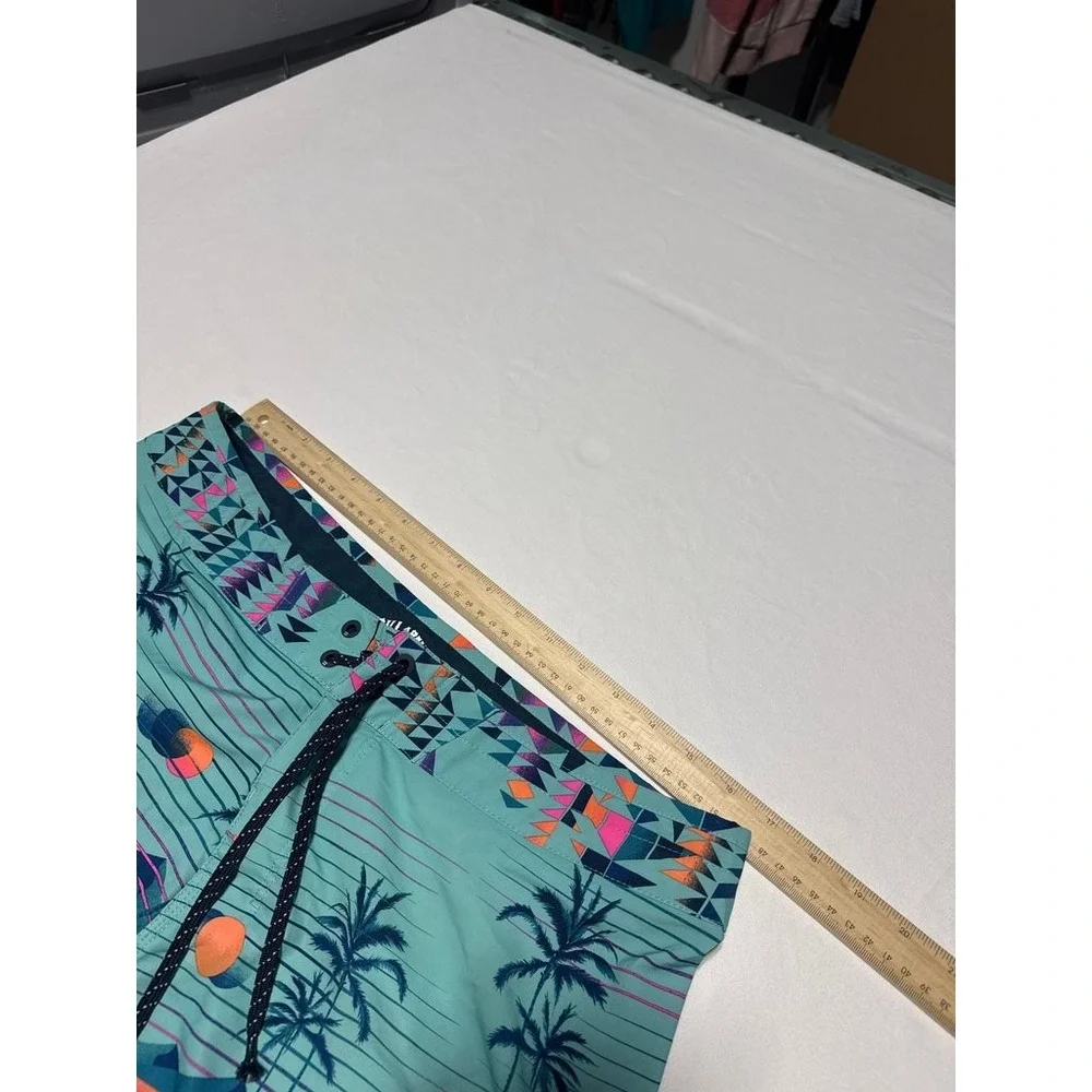 Billabong Mens Tropical Print Board Shorts Aqua Sunset Palm Sundays Airlite 34