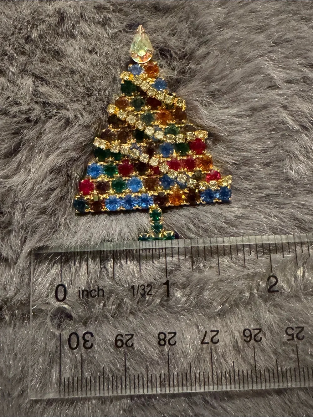 Christa’s‎ Tree Brooch Vintage Gold Tone Multicolor Rhinestones Elegant Jewelry