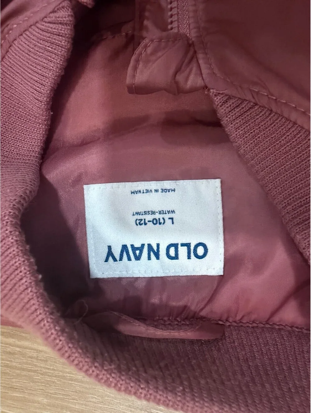 Old Navy Girls L 10-12 Pink Bomber Jacket Water Resistant Full Zip
