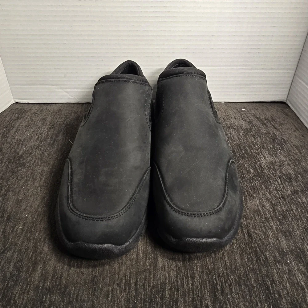 LANDS END Womens Loafer Black Suede Leather Upper Slip On Comfort Size 7.5D