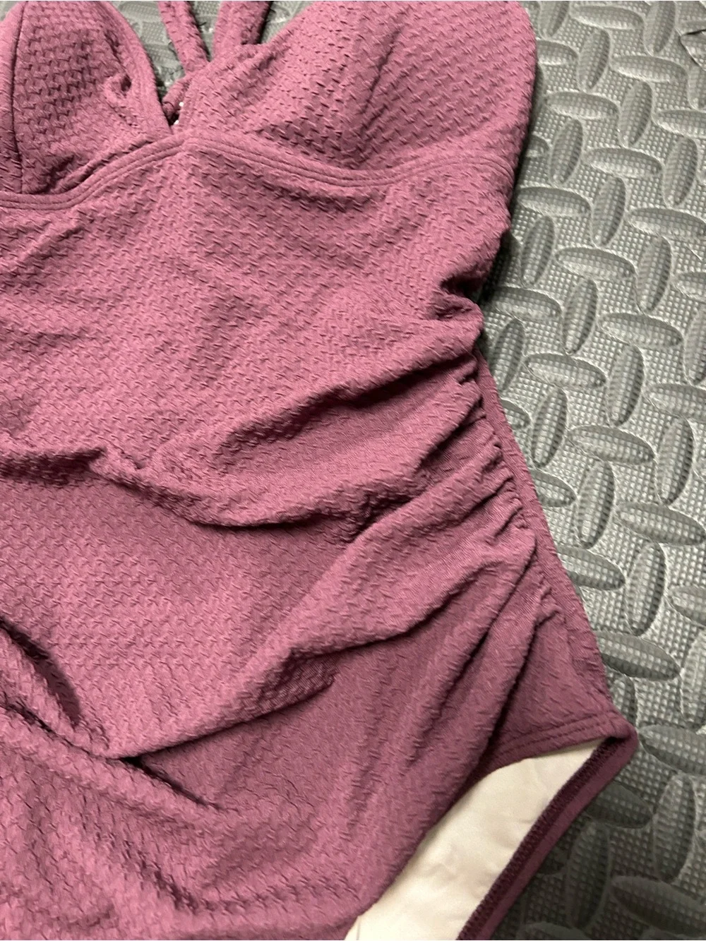 NWT Plum Texture Plunging Tummy Control One-Piece -Large