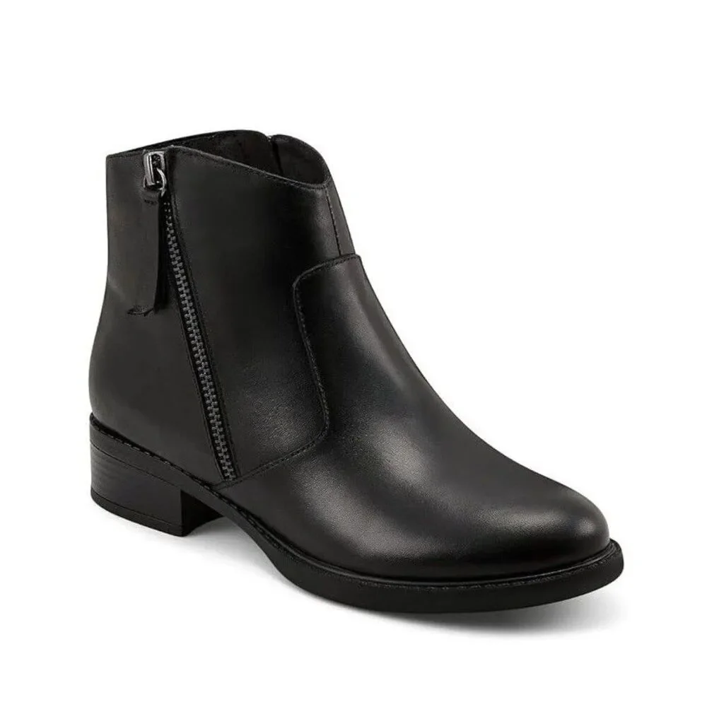 Easy Spirit Womens 10 M Black Lacy Leather Double Zipper Ankle Booties NIB OL7