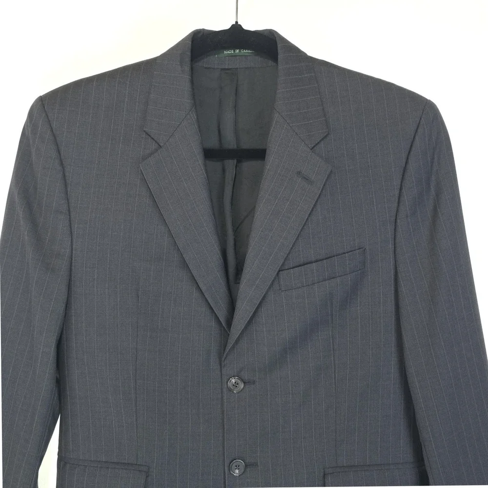 Lauren Ralph Lauren Suit Jacket Mens‎ 42R Gray Pinstripe Wool Notch Lapel Canada