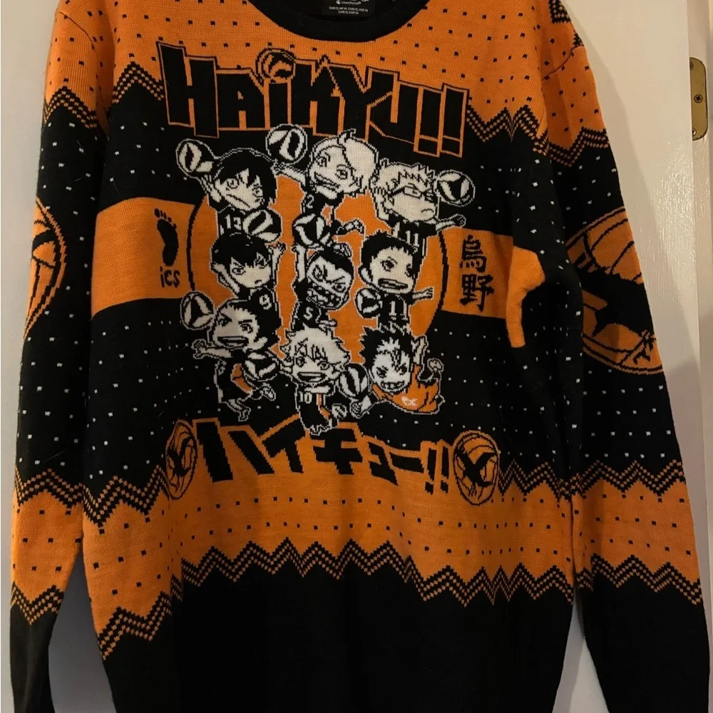 Boxed Lunch 2XL Haikyu Karasuno Crows Chibi Mens Sweater‎