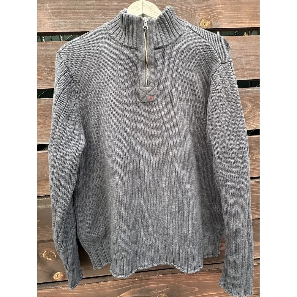 *Vintage Polo‎ Jeans Ralph Lauren Men's Thick Knit Half Zip Gray Sweater XL