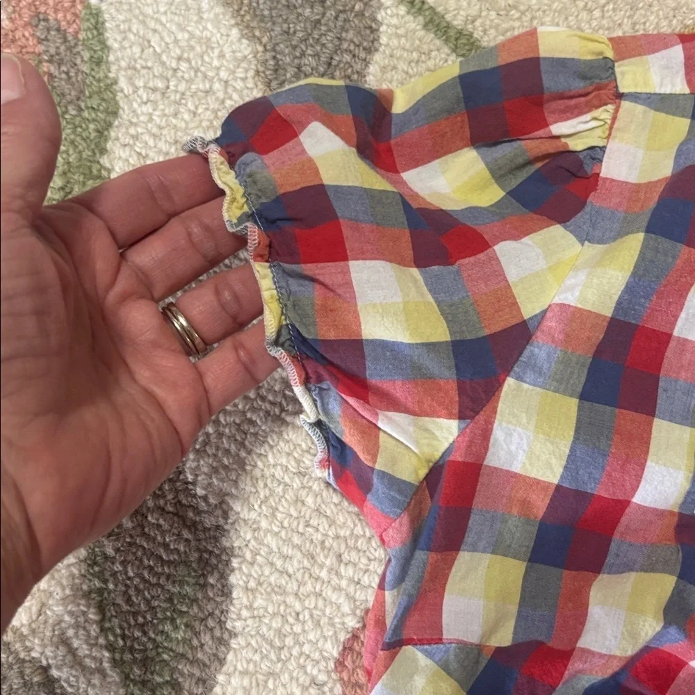 Arizona ruffled western Colorful Plaid Button Down Shirt, cotton, Medium