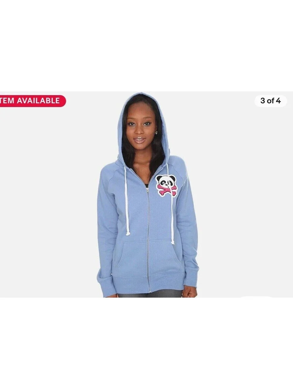 NEW Superfresh Panda & Crossbones Womens Full Zip Hoodie Hoodie Sweatshirt Small