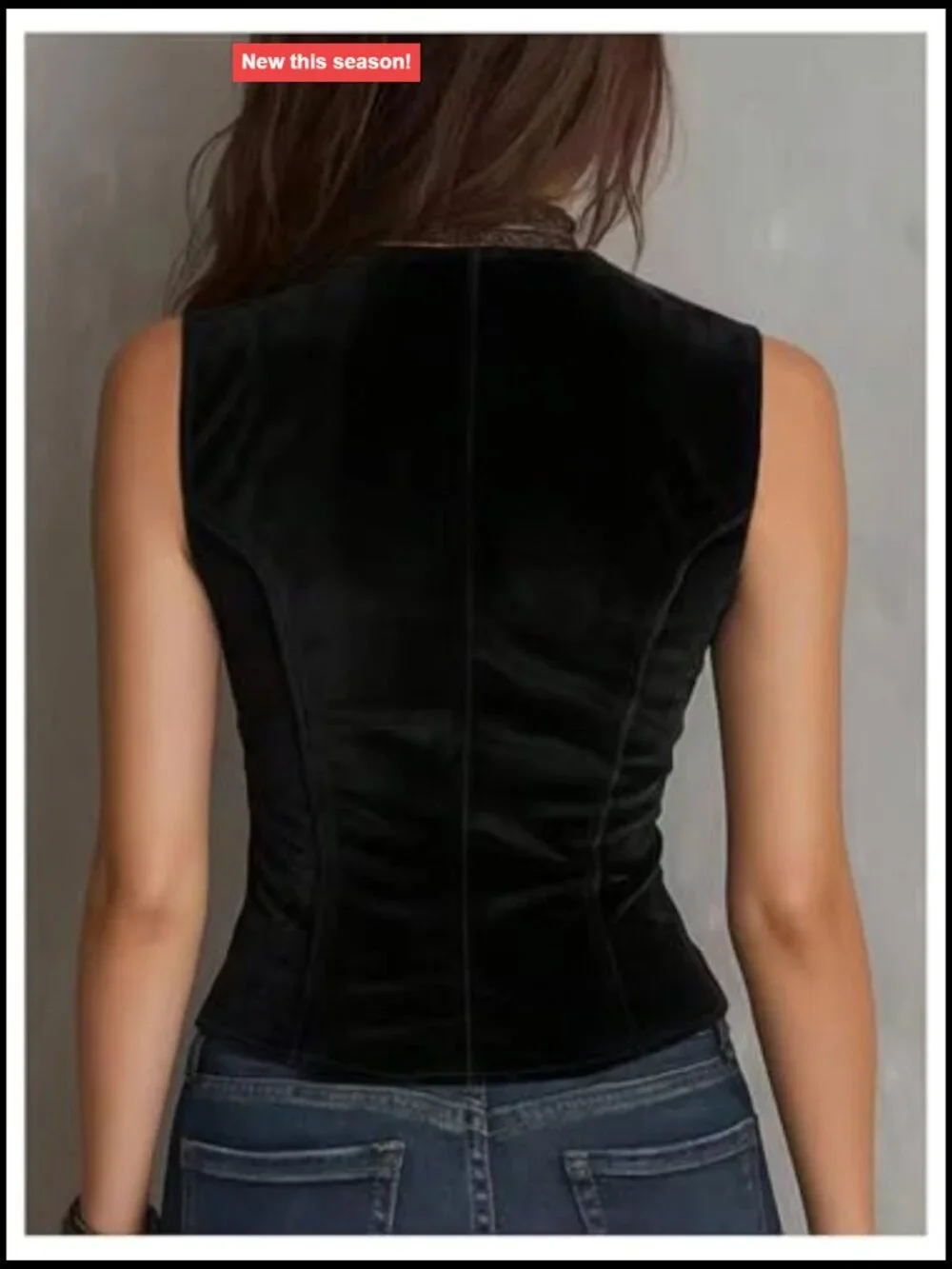 Women's Velvet Sleeveless Tank Top Button Front V Neck Vest