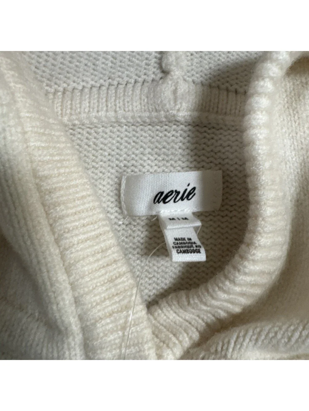 Aerie Hooded Sweatshirt White/Black Women's M - New With Tags