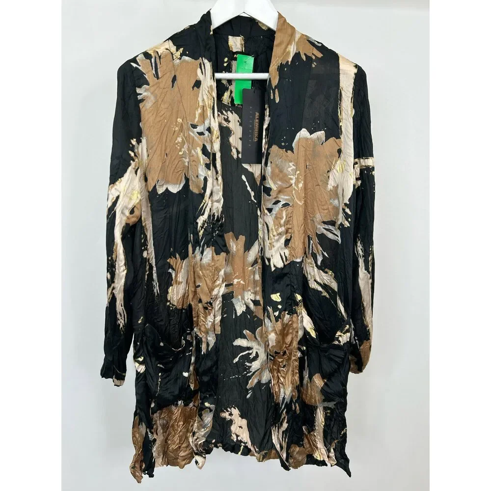 ALEMBIKA Size M BLACK AND GOLD Women Kimono