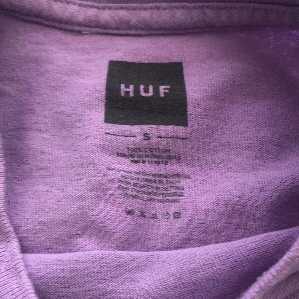 Lavender HUF T-shirt with triangle design on front and back 100% cotton unisex