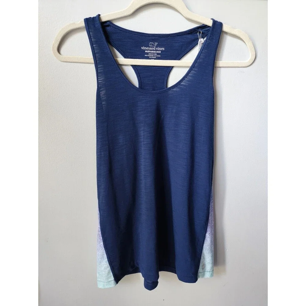 New Vineyard Vines Performance Monstera Swing Navy Ombre Tank Top Size XS Nwt