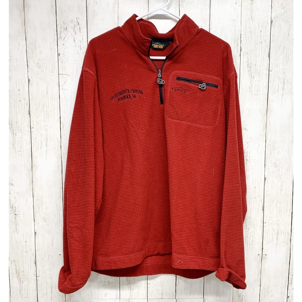 Orvis Trout Bum Sweater Men Size Large Collared Quarter Zip‎ Long Sleeve Pocket