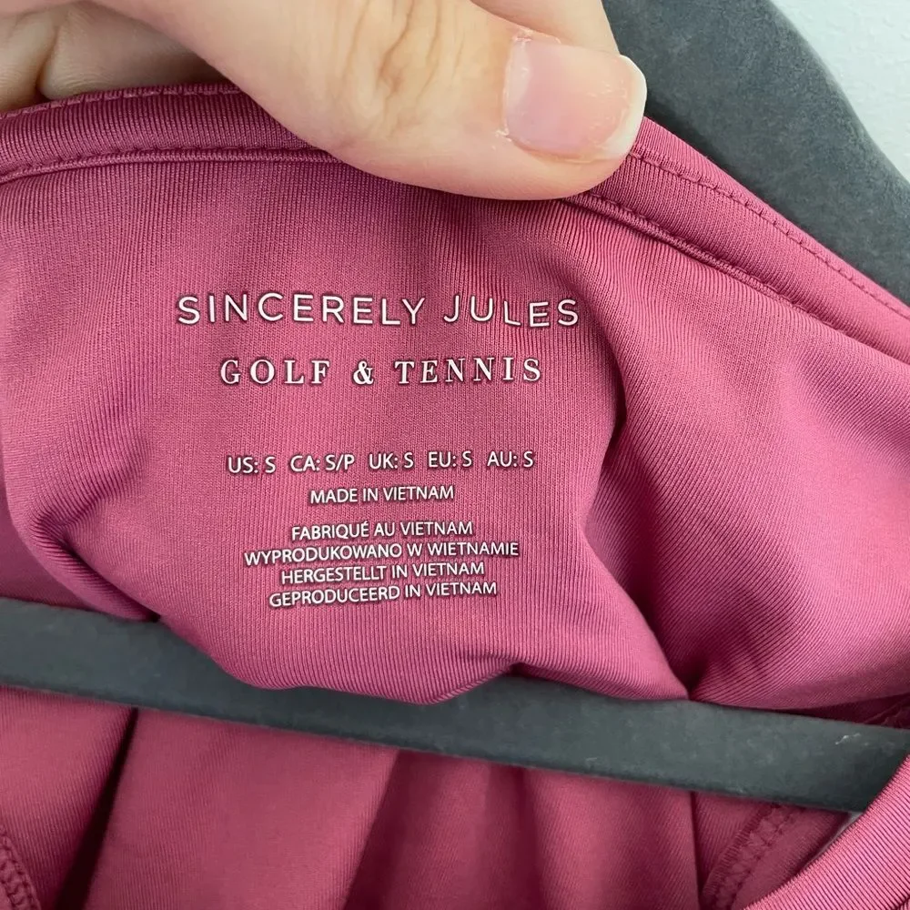 Sincerely Jules Golf & Tennis Pink with White Stripes Tank Top NWT Size Small