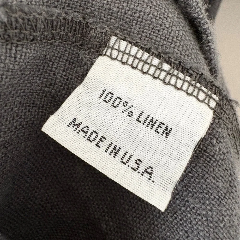 Bryn Walker Tunic Top S Gray Lagenlook Linen 3/4 Sleeve Pockets Made in USA