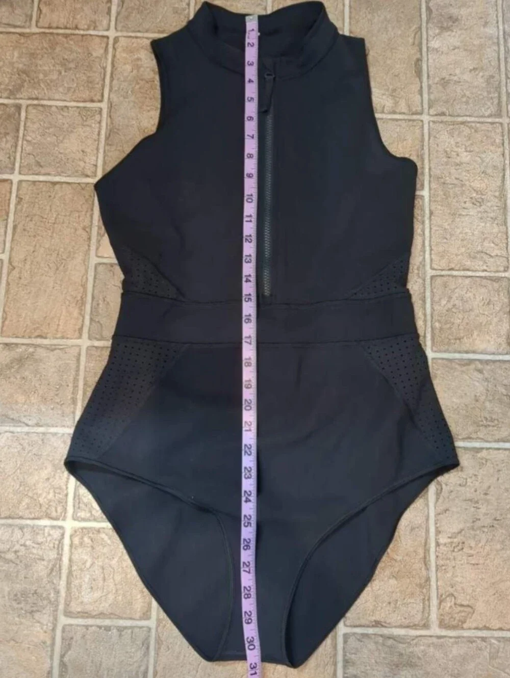 Lululemon Athletica Sz 8 Wild Abandon Black High-Neck Zip One-Piece Swim W2ALNS