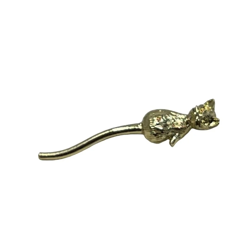 Nemo Vintage Cat‎ Tie Tack Gold Tone Kitten Lapel Pin Brooch