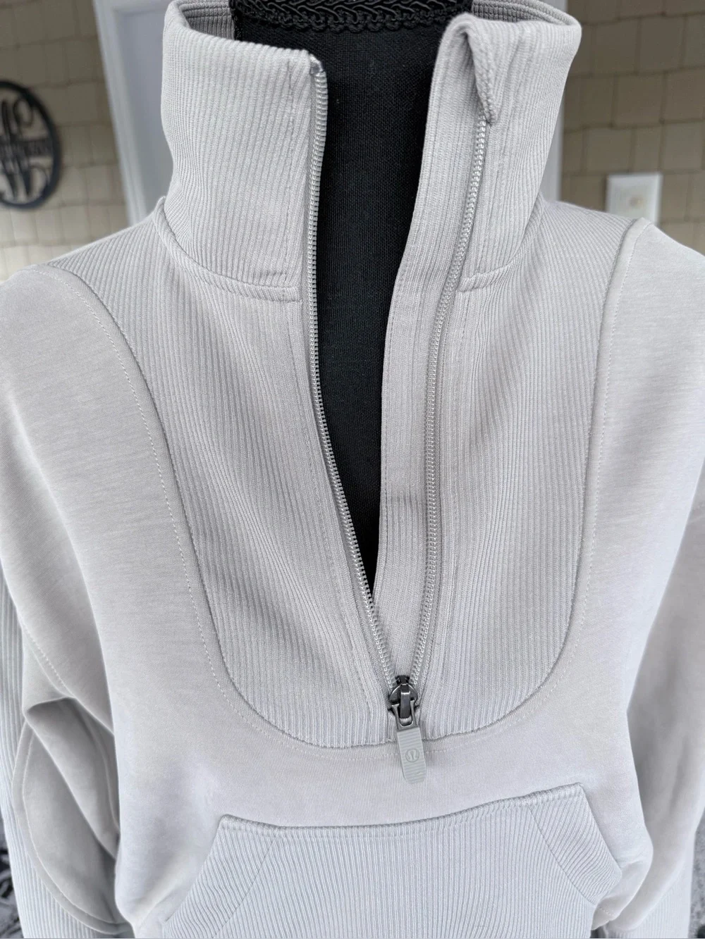 Lululemon Brushed Softstreme Ribbed Half Zip Riverstone Size 2
