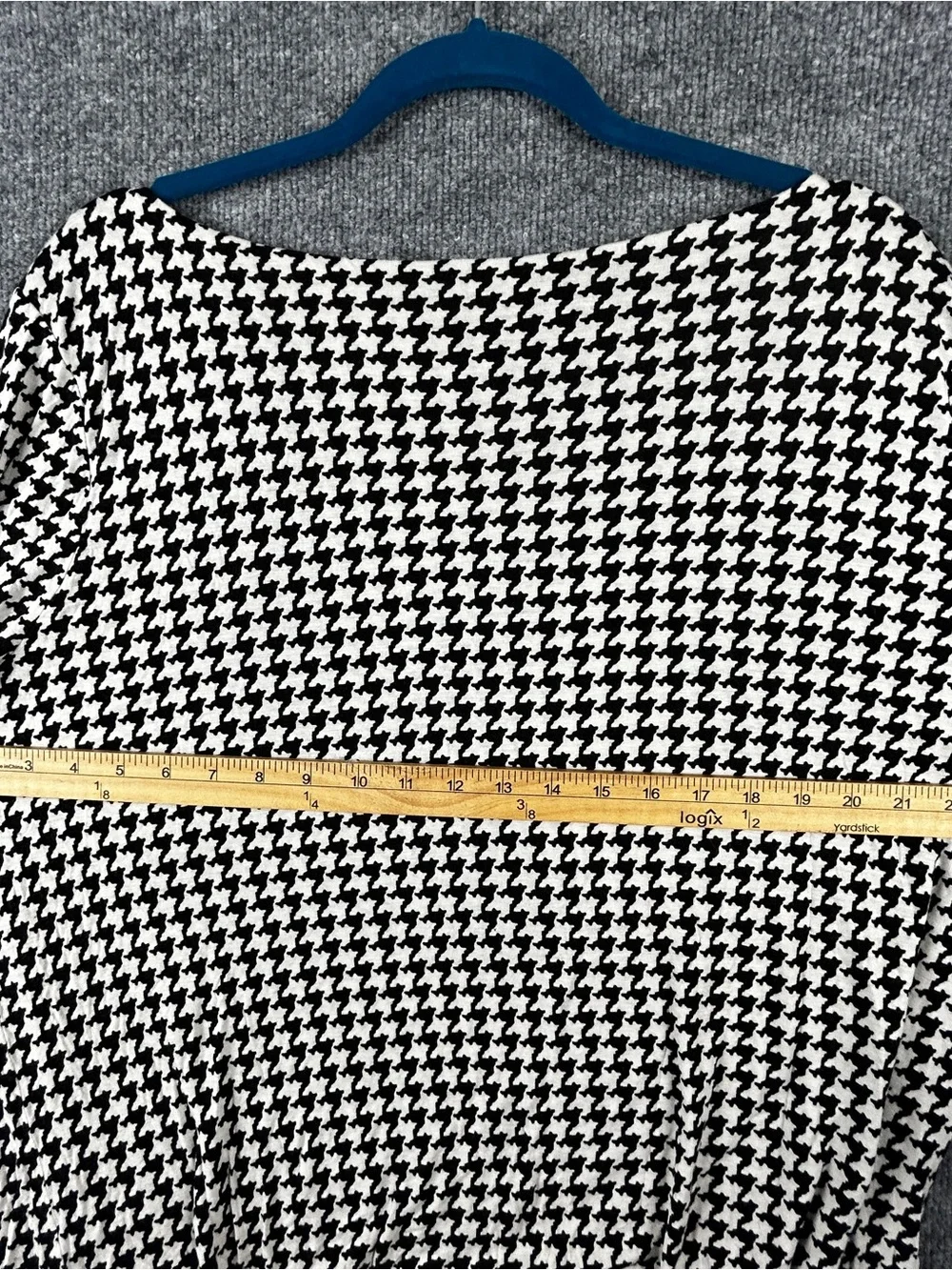 Lauren Ralph Lauren Black White Houndstooth 100% Viscose Boatneck Top Size 3X