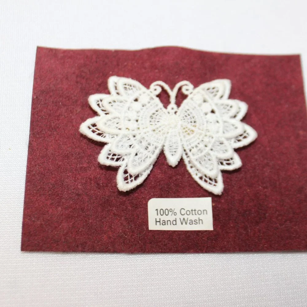 Vintage Handmade White Lace Butterfly Brooch Pin