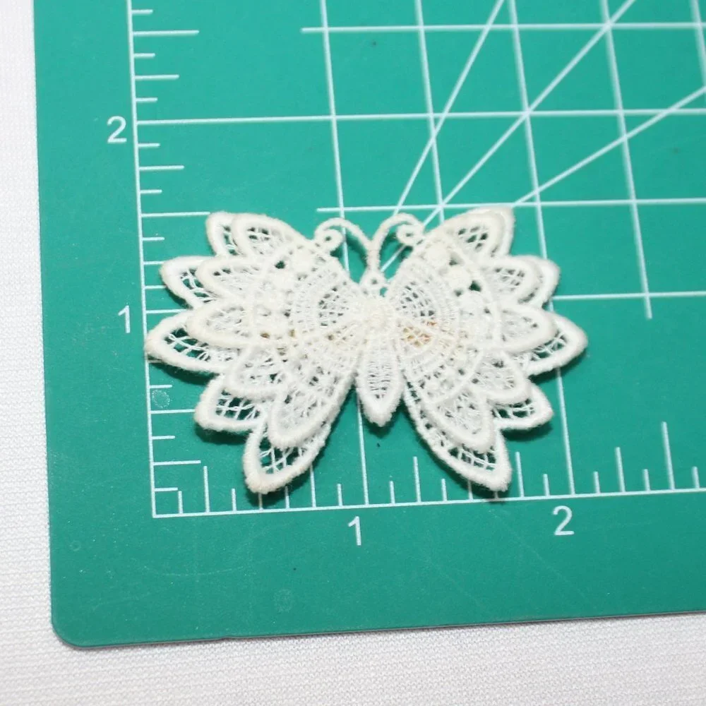 Vintage Handmade White Lace Butterfly Brooch Pin