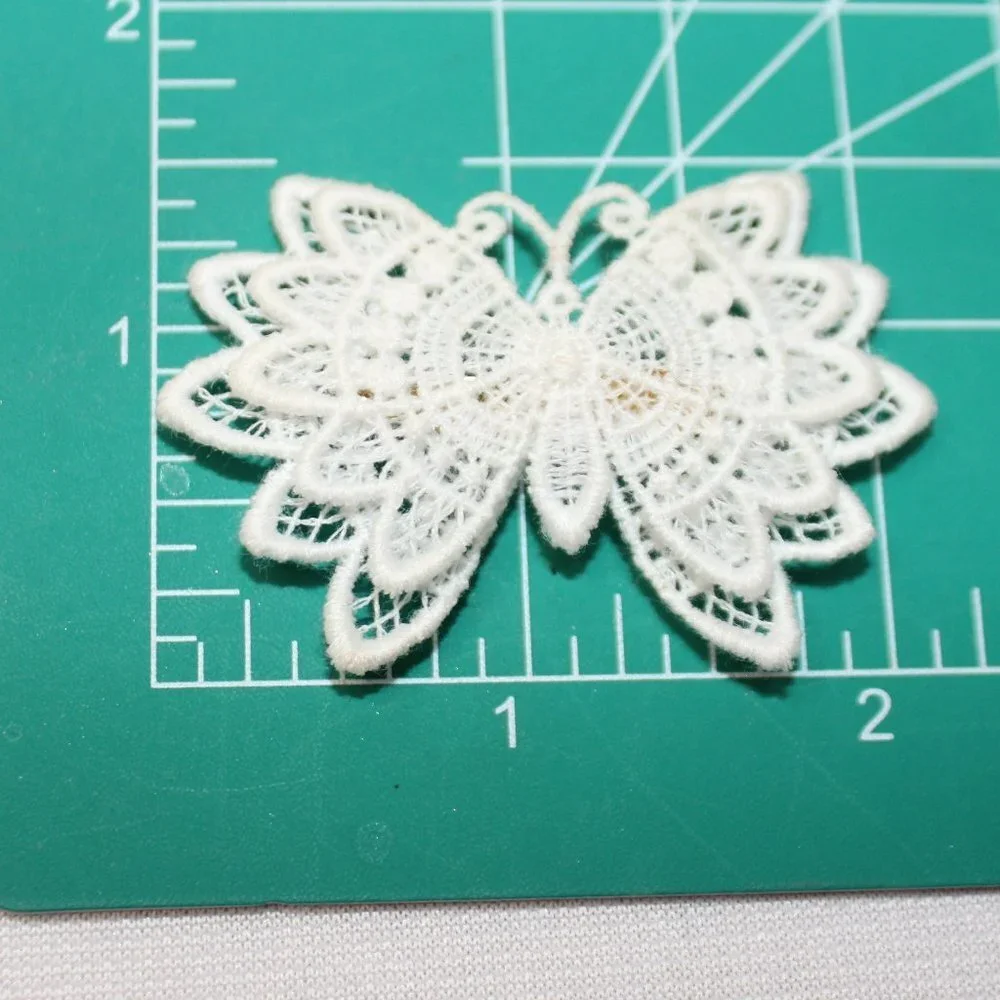 Vintage Handmade White Lace Butterfly Brooch Pin