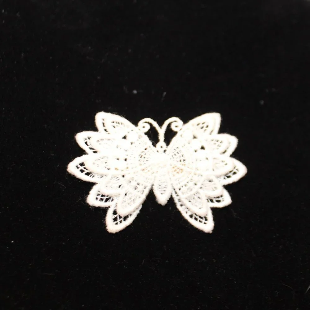 Vintage Handmade White Lace Butterfly Brooch Pin