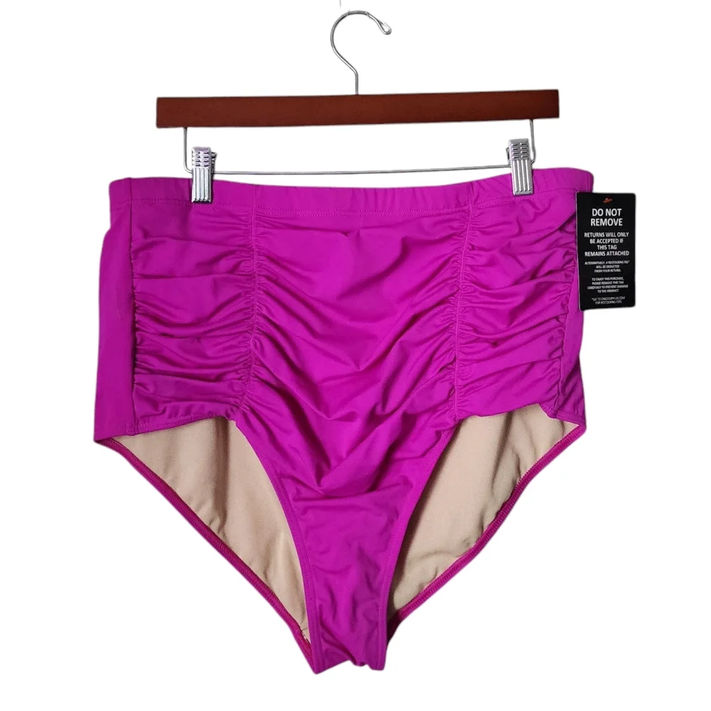 SWIMSUITS FOR ALL‎ NWT High Waisted Bikini Bottom Black Swimwear Size 20 Plus