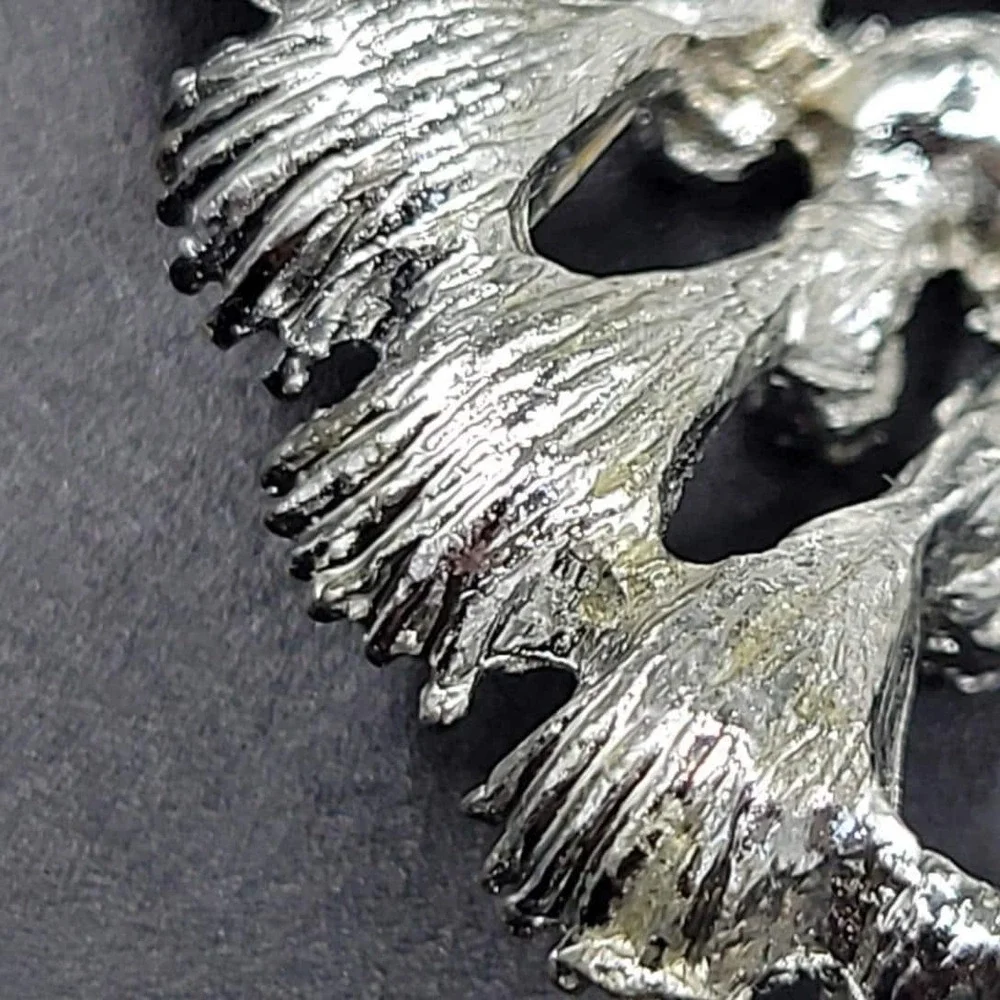 Vintage Silver‎ Tone Aurora Borealis AB Rhinestone Heart Brooch Pendant 1.75in