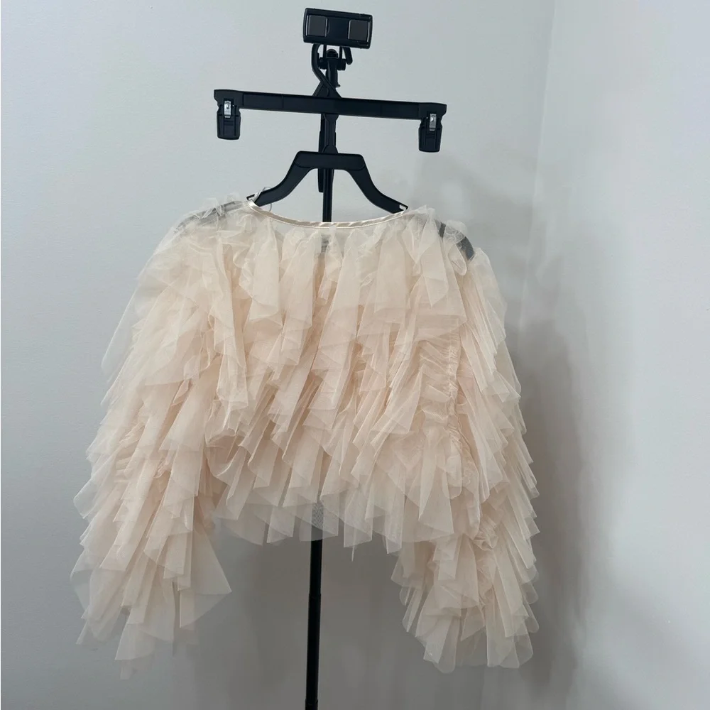 Altar'd State Blush Cream Ruffle Tulle Blouse