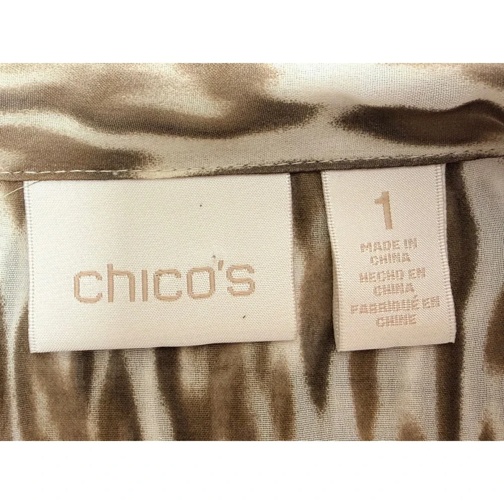 Chicos Animal Leopard Print Sleeveless high‎ low hem Sheer Tunic size 1(U.S.8)