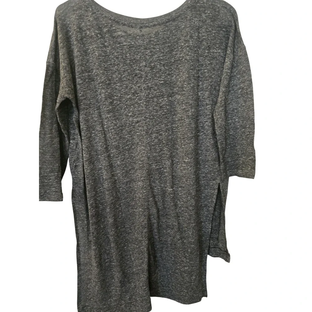 Old Navy Womens Charcoal Marl High Low Textured Tunic Top Size S 3/4 Sleeve Slit