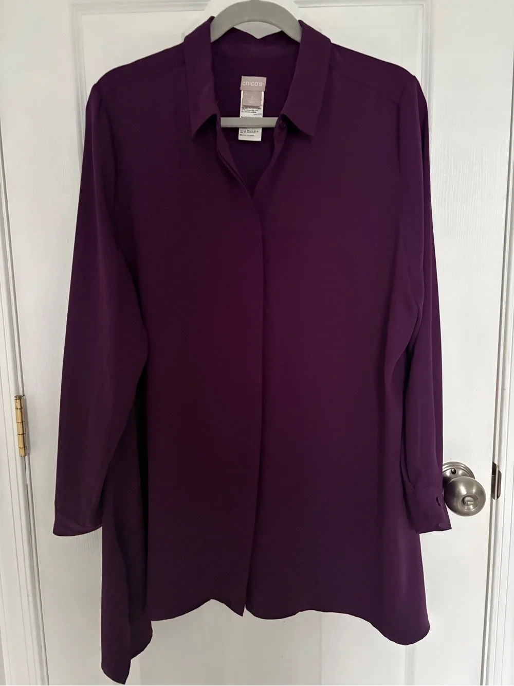 Chico's Purple Long-Sleeve Tunic Tops#0354