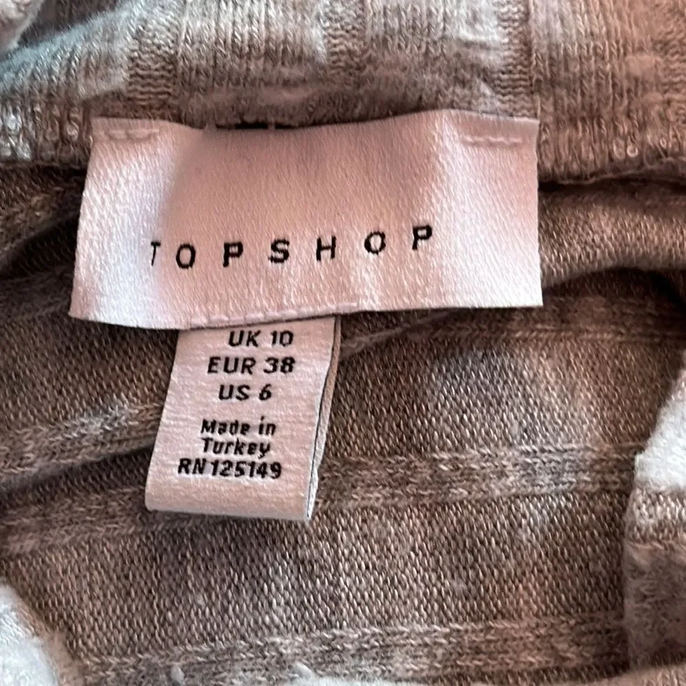 Topshop Blouse Size 6 – Women's Pale Gray High Neck, Long Sleeve Chic Style
