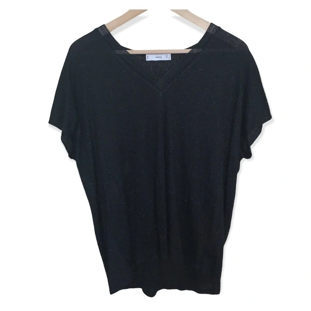 EUC Mango Sparkly black top by