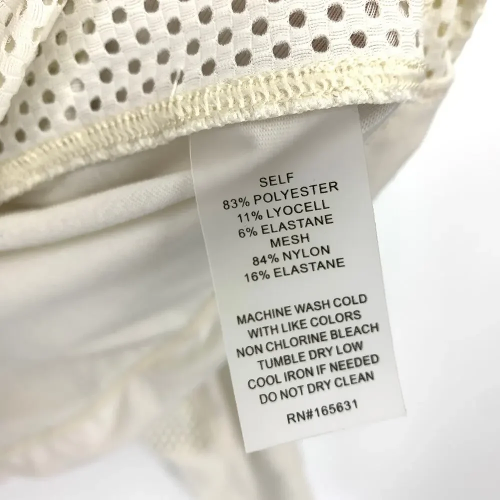 Calme By Johnny Was Top Womens Size Small Cream Scoop Neck Cinched Waist Hem
