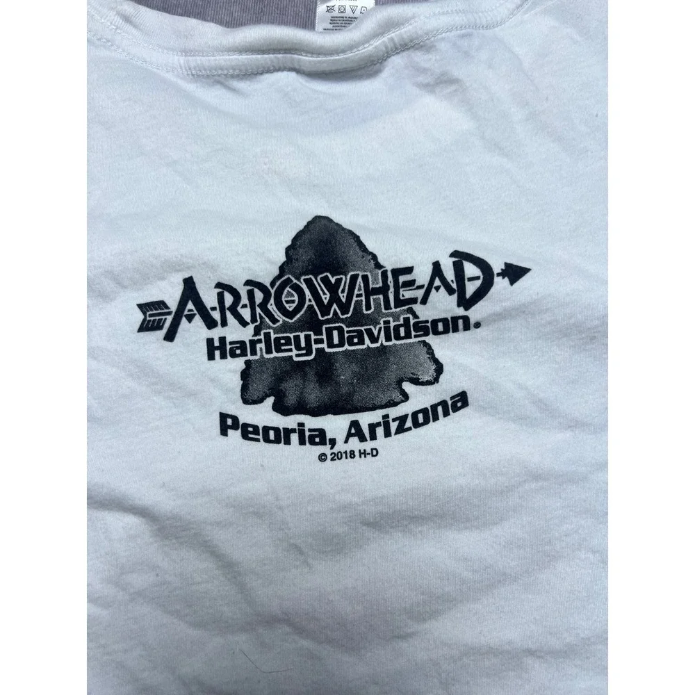 Harley-Davidson T-Shirt Women XL White Graphic Tee Arrowhead Peoria AZ 2018