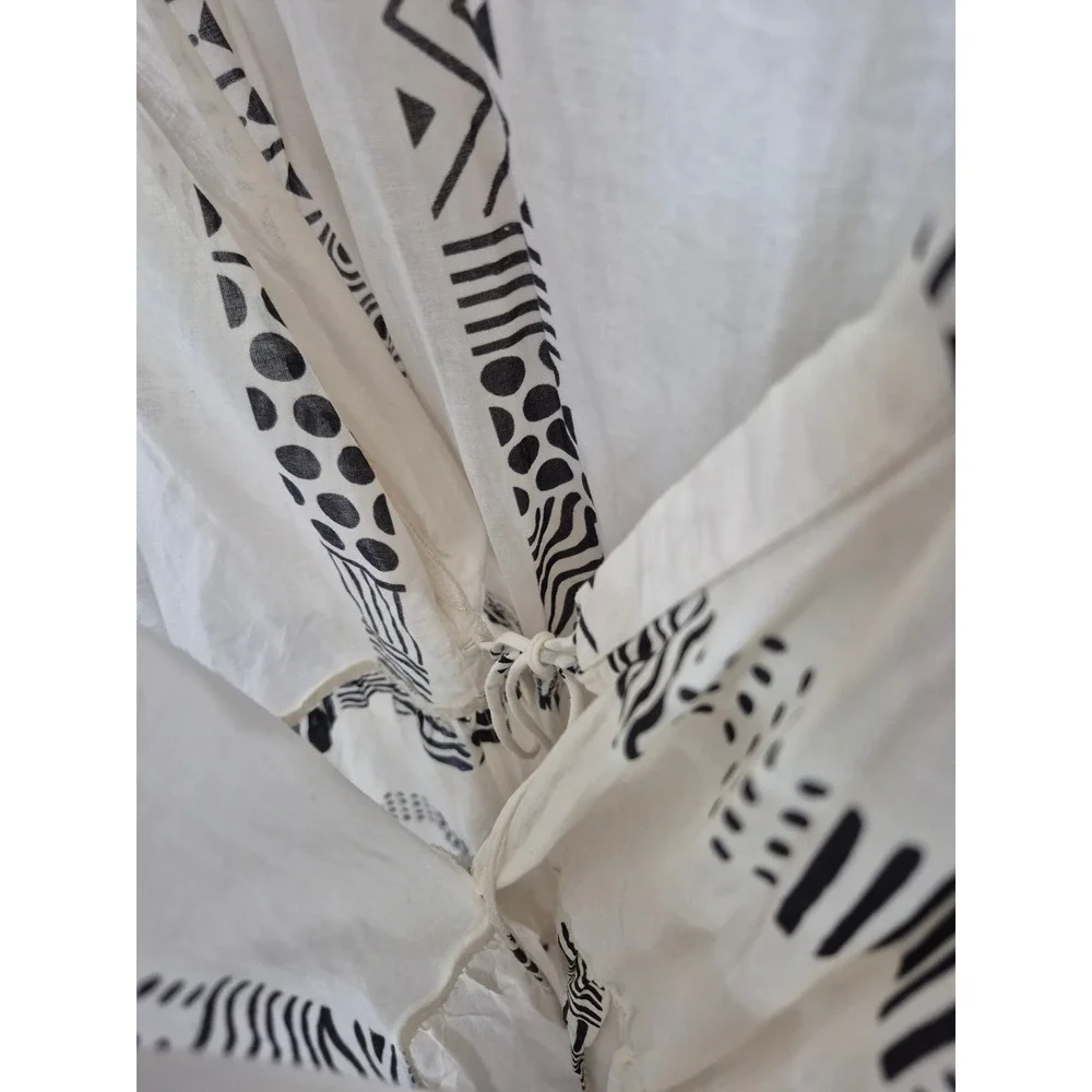 Gudrun Sjoden Piccolo Wrap Cotton Blouse Geometric Print Size Large